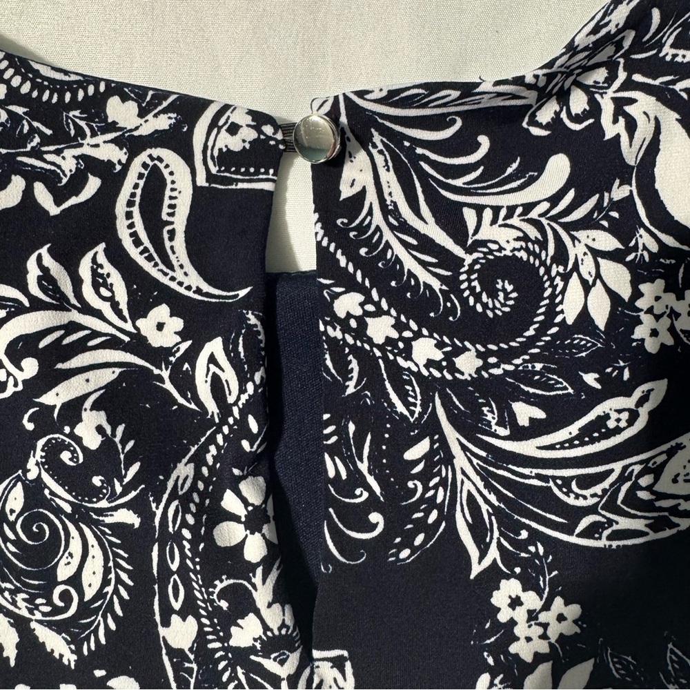 Laura Petites Navy & White Paisley Shift Dress | Size XS (Petite) Mini - Picture 4 of 11